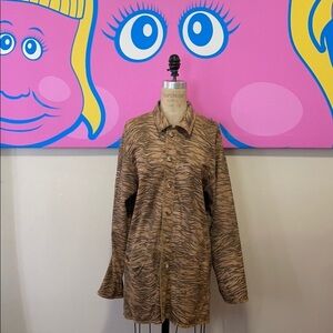 Rizal Tan Brown Animal Print Suede Jacket